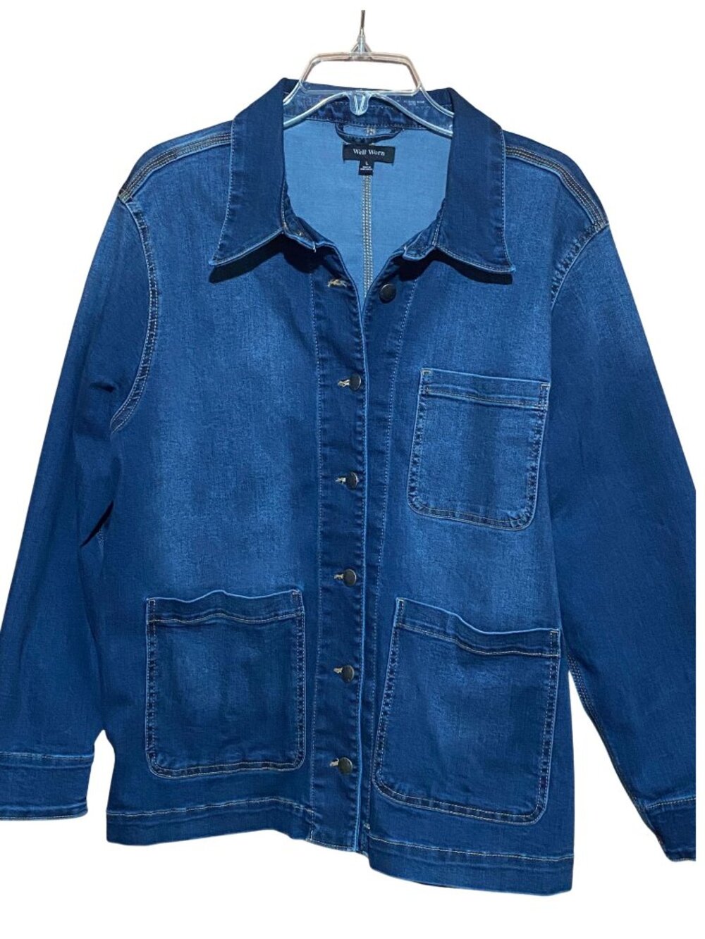 Well Worn Dark Wash Denim Jacket Size Large Jacket